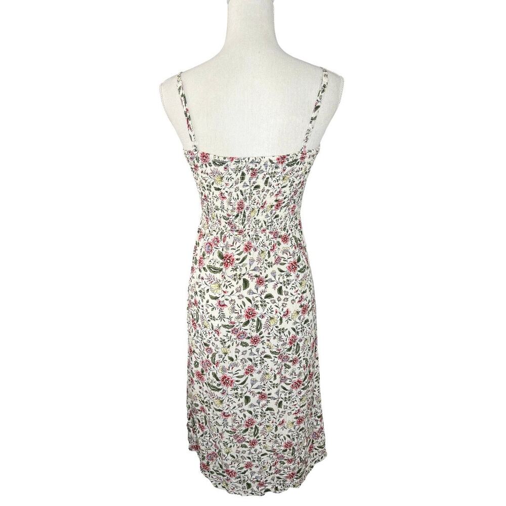 As U wish White Smocked Floral midi dress cottagecore feminine sundress summer - Picture 5 of 7